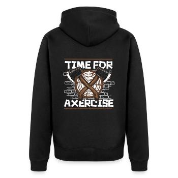 Time For Axercise Axe Throwing Game Competition - Unisex Premium Organic Zip Hoodie - black - Back - Nico (187cm)