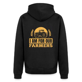 Soutenez nos agriculteurs - pour nos agriculteurs - Veste à capuche bio Premium Unisexe - noir - Dos - Nico (187cm)