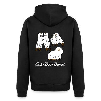 Capybaras Ghosts Capybara - Unisex Premium Bio Zip Hoodie - Schwarz - Hinten - Nico (187cm)