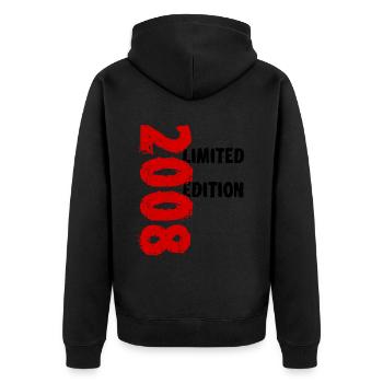 2008 Édition Limitée Anniversaire Cadeau Femme Mari - Veste à capuche bio Premium Unisexe - noir - Dos - Nico (187cm)