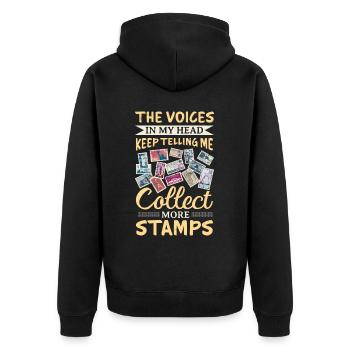 Stamp Collecting Stamps - Unisex Premium Organic Zip Hoodie - black - Back - Nico (187cm)