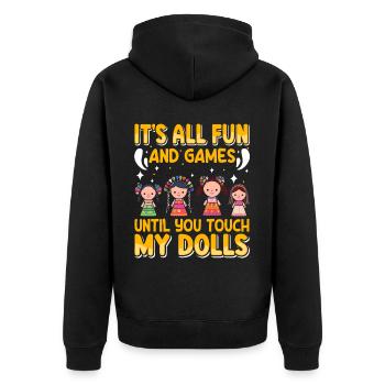 Collectible Doll Porcelain Doll Antique - Unisex Premium Organic Zip Hoodie - black - Back - Nico (187cm)