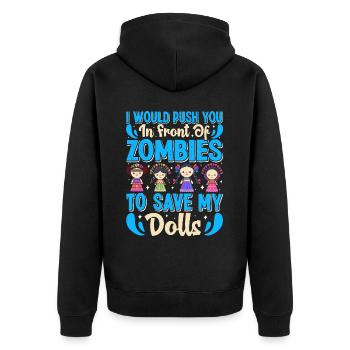 Collectible Doll Porcelain Doll Antique - Unisex Premium Organic Zip Hoodie - black - Back - Nico (187cm)