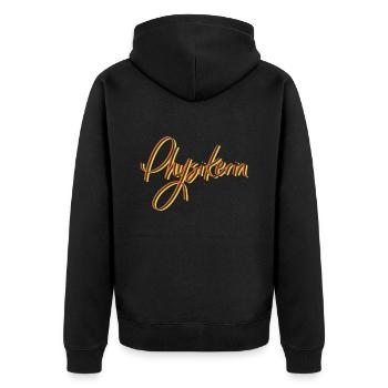 Physik Abschluss-Geschenk Physikerin - Unisex Premium Bio Zip Hoodie - Schwarz - Hinten - Nico (187cm)