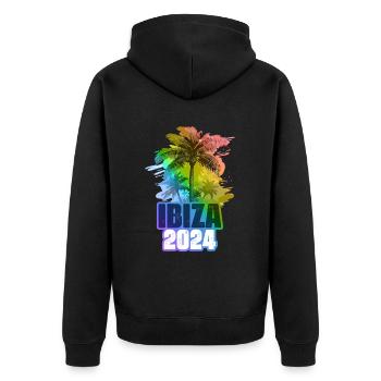 Ibiza 2024 Vacances Palmiers Colorés - Veste à capuche bio Premium Unisexe - noir - Dos - Nico (187cm)