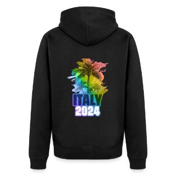 Italie 2024 Vacances Palmiers Colorés - Veste à capuche bio Premium Unisexe - noir - Dos - Nico (187cm)