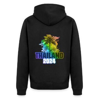 Thaïlande 2024 Vacances Palmiers Multicolores - Veste à capuche bio Premium Unisexe - noir - Dos - Nico (187cm)