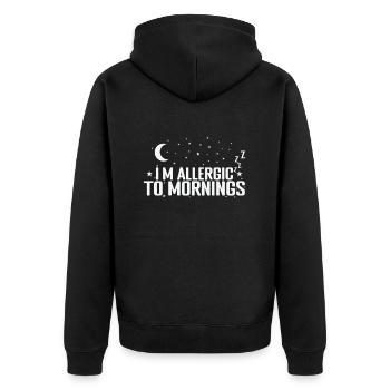 I'm allergic to mornings sleep tired - Unisex Premium Organic Zip Hoodie - black - Back - Nico (187cm)