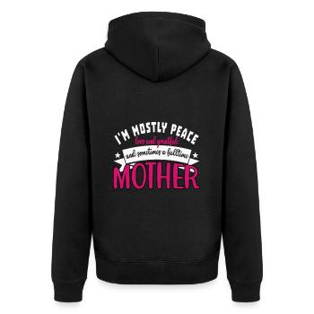 I am mostly peace, love and great, - Unisex Premium Organic Zip Hoodie - black - Back - Nico (187cm)