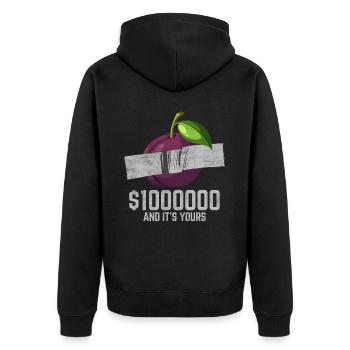 Duct Tape Plum Fruit Lover Funny Quote - Unisex Premium Bio Zip Hoodie - Schwarz - Hinten - Nico (187cm)