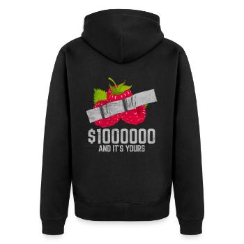 Duct Tape Raspberry Fruit Lover Funny Quote - Unisex Premium Bio Zip Hoodie - Schwarz - Hinten - Nico (187cm)