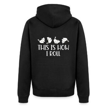 C'est comme ça que je roule mon doux chat - Veste à capuche bio Premium Unisexe - noir - Dos - Nico (187cm)