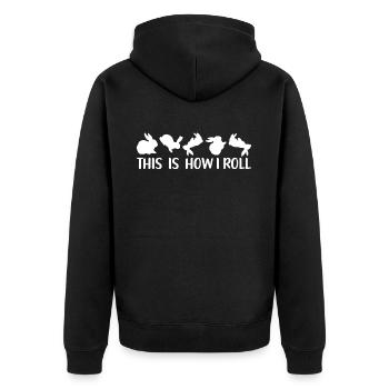 This is how I roll Sweet Rabbit - Unisex Premium Organic Zip Hoodie - black - Back - Nico (187cm)