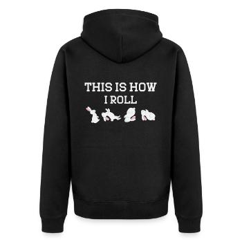 This is how I roll Sweet Rabbit - Unisex Premium Organic Zip Hoodie - black - Back - Nico (187cm)
