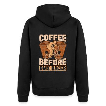 BMX Racer Coffee Before Loves Bicycle Coffee Lover - Unisex Premium Bio Zip Hoodie - Schwarz - Hinten - Nico (187cm)