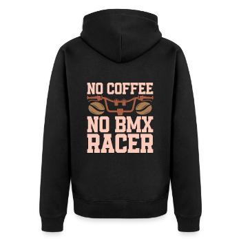 BMX Racer No Coffee No BMX Racing Coffee Lover - Unisex Premium Bio Zip Hoodie - Schwarz - Hinten - Nico (187cm)