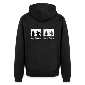 Kayakiste Mon problème Ma solution Pictogramme Maman Papa - Veste à capuche bio Premium Unisexe - noir - Dos - Nico (187cm)