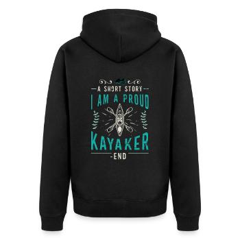 Kayaker A Short Story I Am A Proud Kayaking Lover - Unisex Premium Bio Zip Hoodie - Schwarz - Hinten - Nico (187cm)