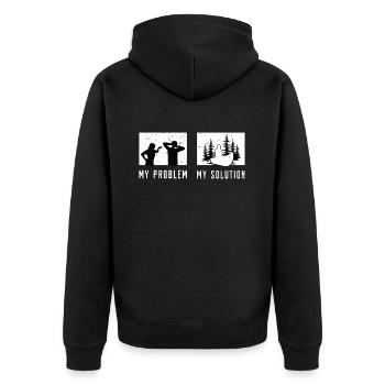 Kayaker My Problem My Solution Pictogram Dad Mom - Unisex Premium Bio Zip Hoodie - Schwarz - Hinten - Nico (187cm)