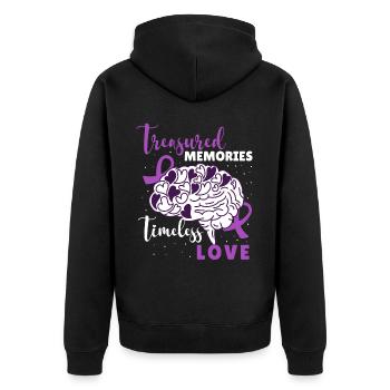 Memories Inspirational Saying Alzheimer's Dementia - Unisex Premium Bio Zip Hoodie - Schwarz - Hinten - Nico (187cm)