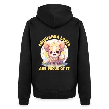 Chihuahua Lover Proud Of It Cute Anime Chihuahua D - Unisex Premium Bio Zip Hoodie - Schwarz - Hinten - Nico (187cm)