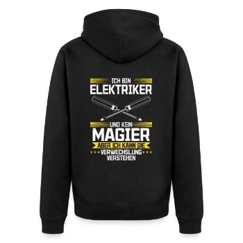 Elektriker mein Handwerk beherrsche ich meisterhaf - Unisex Premium Bio Zip Hoodie - Schwarz - Hinten - Nico (187cm)