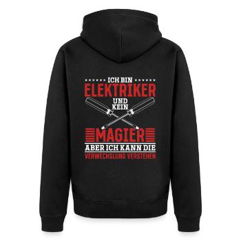 Elektriker mein Handwerk beherrsche ich meisterhaf - Unisex Premium Bio Zip Hoodie - Schwarz - Hinten - Nico (187cm)