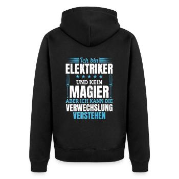 Elektriker mein Handwerk beherrsche ich meisterhaf - Unisex Premium Bio Zip Hoodie - Schwarz - Hinten - Nico (187cm)