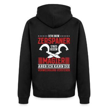 Zerspaner mein Handwerk beherrsche ich meisterhaft - Unisex Premium Bio Zip Hoodie - Schwarz - Hinten - Nico (187cm)