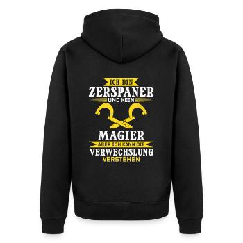Zerspaner mein Handwerk beherrsche ich meisterhaft - Unisex Premium Bio Zip Hoodie - Schwarz - Hinten - Nico (187cm)