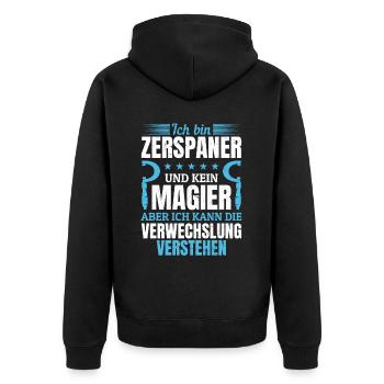 Zerspaner mein Handwerk beherrsche ich meisterhaft - Unisex Premium Bio Zip Hoodie - Schwarz - Hinten - Nico (187cm)