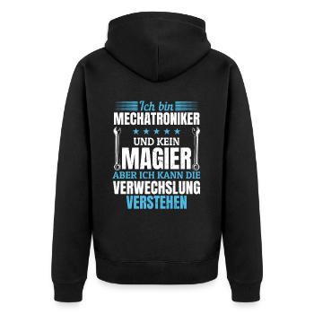 KFZ mein Handwerk beherrsche ich meisterhaf - Unisex Premium Bio Zip Hoodie - Schwarz - Hinten - Nico (187cm)