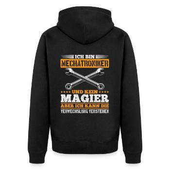 KFZ mein Handwerk beherrsche ich meisterhaf - Unisex Premium Bio Zip Hoodie - Schwarz - Hinten - Nico (187cm)