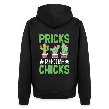 Lustiger Sukkulenten-Kaktus - Unisex Premium Bio Zip Hoodie - Schwarz - Hinten - Nico (187cm)