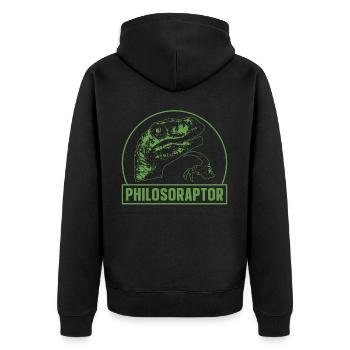 Drôle Philosophie Meme Vélociraptor Dinosaure - Veste à capuche bio Premium Unisexe - noir - Dos - Nico (187cm)