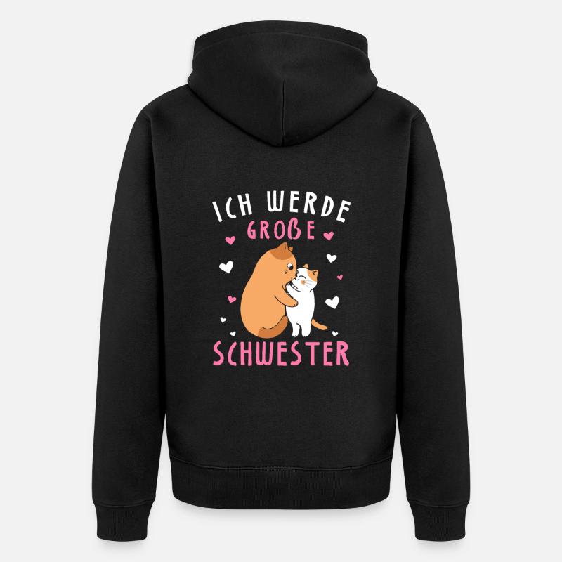 Ich werde große Schwester - Unisex Premium Bio Zip Hoodie - Schwarz