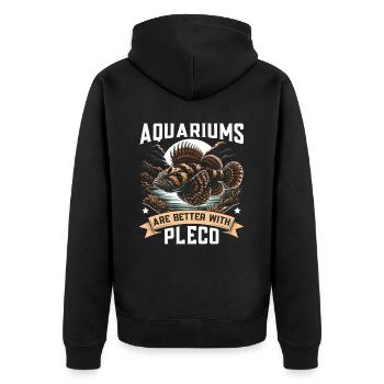 Borstennase Plecos Fischliebhaber Süßwasseraquarium - Unisex Premium Bio Zip Hoodie - Schwarz - Hinten - Nico (187cm)