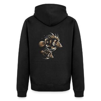 Borstennase Plecos Fischliebhaber Süßwasseraquarium - Unisex Premium Bio Zip Hoodie - Schwarz - Hinten - Nico (187cm)