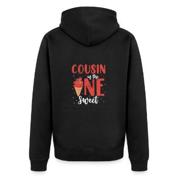 Eiscreme - Unisex Premium Bio Zip Hoodie - Schwarz - Hinten - Nico (187cm)