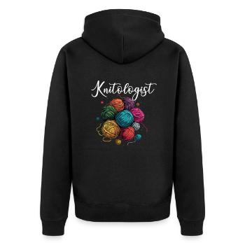 knitologist, Yarn Knitting - Unisex Premium Organic Zip Hoodie - black - Back - Nico (187cm)