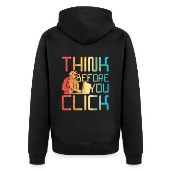 Hacker éthique : réfléchissez avant de cliquer - Veste à capuche bio Premium Unisexe - noir - Dos - Nico (187cm)