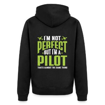 Pilot Quote Flight Lover Aircraft Aviation - Unisex Premium Organic Zip Hoodie - black - Back - Nico (187cm)