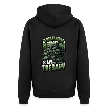 Trimming bonsai is my therapy bonsai - Unisex Premium Organic Zip Hoodie - black - Back - Nico (187cm)