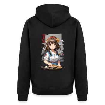 Anime Okonomiyaki Cuisine Manga Fille - Veste à capuche bio Premium Unisexe - noir - Dos - Nico (187cm)