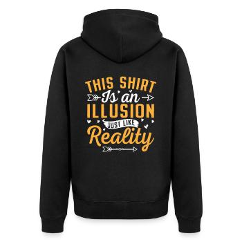 Funny Philosophy Theory - Unisex Premium Organic Zip Hoodie - black - Back - Nico (187cm)