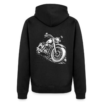 Large Chopper Motorcycle Bike - Unisex Premium Organic Zip Hoodie - black - Back - Nico (187cm)