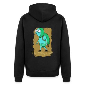 Der Wandernde Schnecke - Unisex Premium Bio Zip Hoodie - Schwarz - Hinten - Nico (187cm)