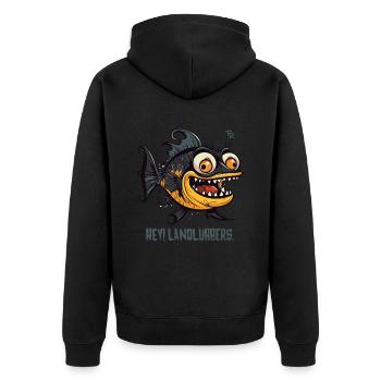 Hey Landlubbers, un poisson bizarre et drôle - Veste à capuche bio Premium Unisexe - noir - Dos - Nico (187cm)