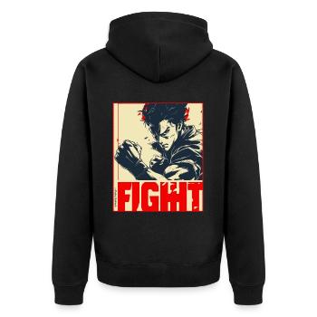 Poster: Martial-Arts Manga Anime Combat - Unisex Premium Organic Zip Hoodie - black - Back - Nico (187cm)