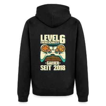 Gaming .6 Geburtstag 6 Jahre Gamer - Unisex Premium Bio Zip Hoodie - Schwarz - Hinten - Nico (187cm)